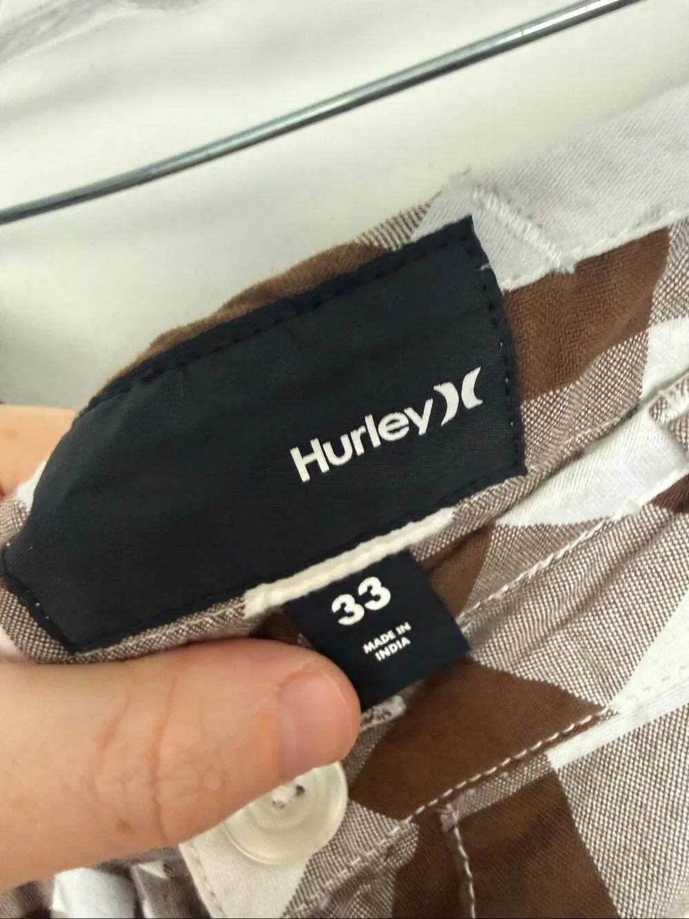 Hurley Men’s 33 Brown Plaid Patterned Men’s Shorts